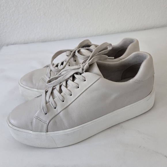 Vince Benfield Leather Platform Sneakers Cafe Au Lait Color Size 38.5 or US 8 - Picture 12 of 15
